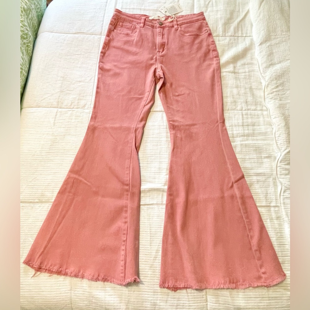 Peach Pink Bell Bottom Jeans